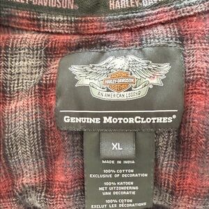 Harley-Davidson Red and Gray Plaid Shirt